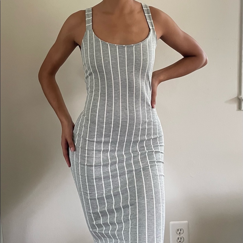 Striped Scoop Neck Bodycon Dress